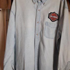 Mens Wrangler Denim long sleeve shirt with Harley-Davidson embroidery emblem XL